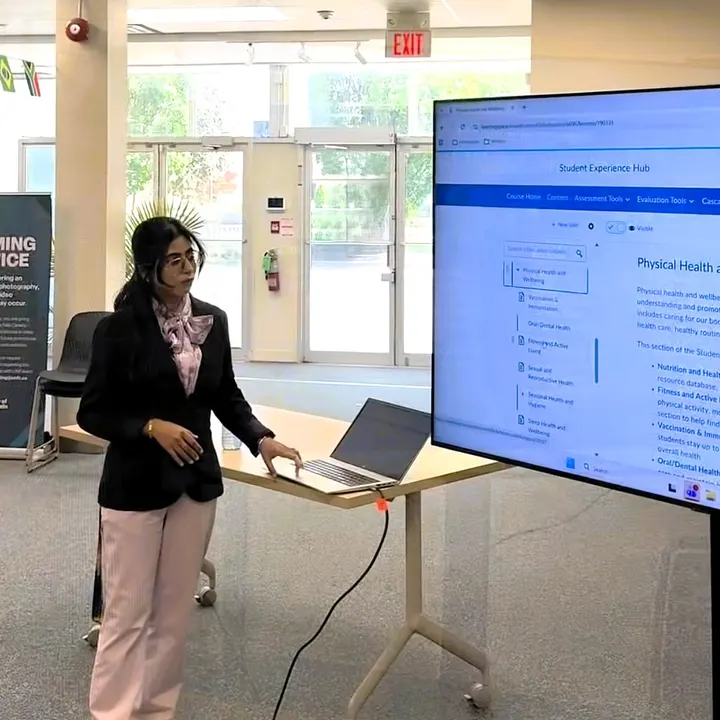 Shiwani presenting to residents at a community event